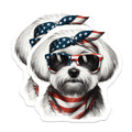 (2 Pack) Patriotic Dog Magnets - USA Flag - Maltese Puppy Fridge Decors - 5" On Longest Side - Premium Magnet - for Cars, Refrigerators, Toolboxes, Lockers - Made in USA - MAG15812