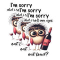 (3 Pack) Funny Owl Decals - Wine Lover Decal - Sarcastic Humor Decals - 3 Inches On Longest Side - Easy Peel & Apply - Made in USA - 3MCS1719