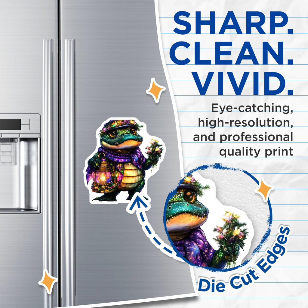(2 Pack) Alligator Magnets - Cute Reptile Art - Decorative Fridge Magnets - 5" On Longest Side - Premium Magnet - for Cars, Refrigerators, Toolboxes, Lockers - Made in USA - MAG14619