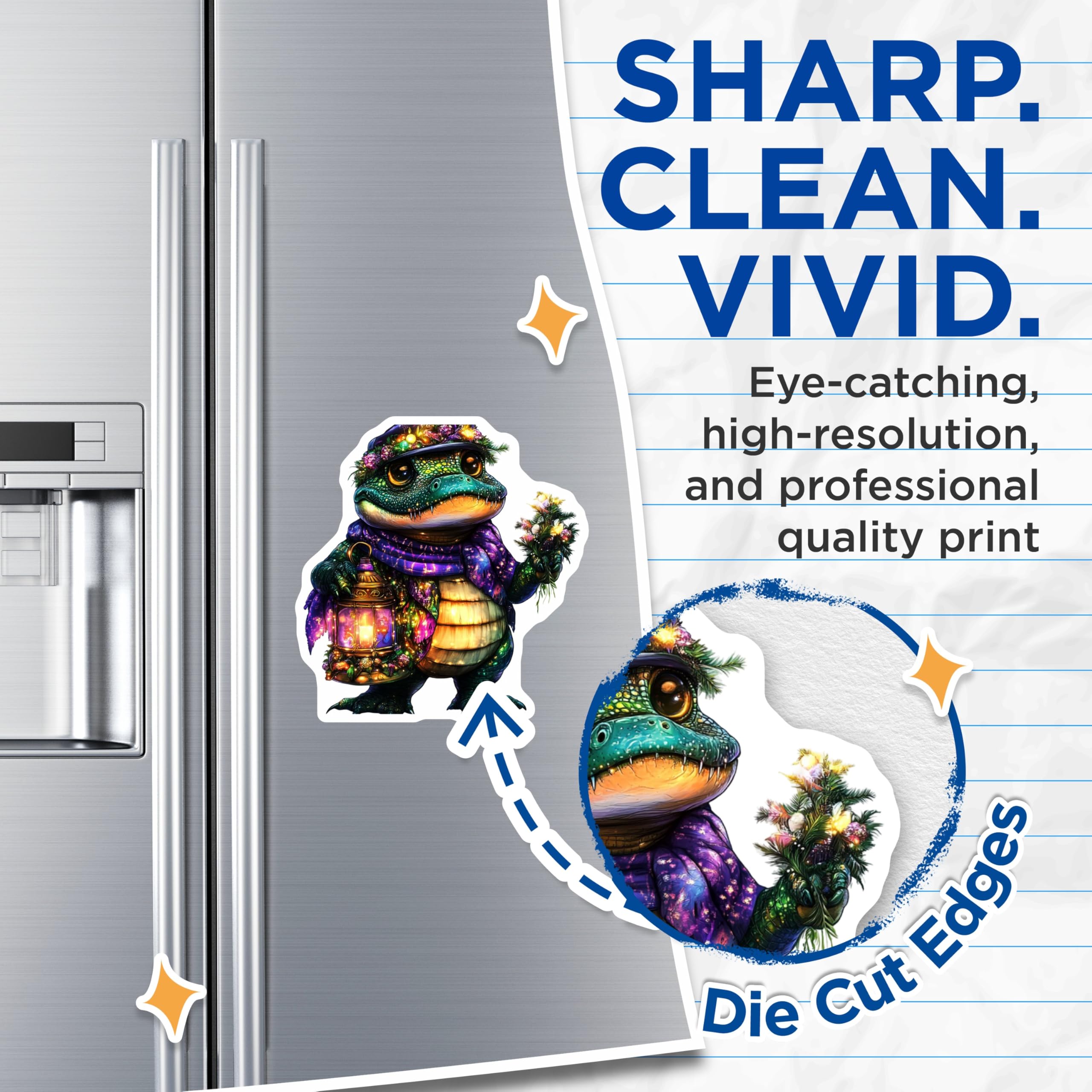 (2 Pack) Alligator Magnets - Cute Reptile Art - Decorative Fridge Magnets - 5" On Longest Side - Premium Magnet - for Cars, Refrigerators, Toolboxes, Lockers - Made in USA - MAG14619