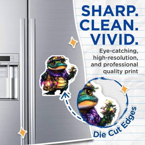 (2 Pack) Alligator Magnets - Cute Reptile Art - Decorative Fridge Magnets - 5" On Longest Side - Premium Magnet - for Cars, Refrigerators, Toolboxes, Lockers - Made in USA - MAG14619