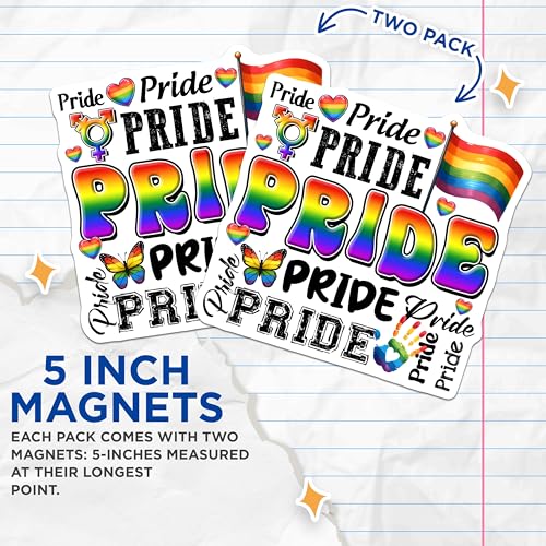 (2 Pack) Pride Rainbow Magnets - 5" On Longest Side - for Cars, Fridges, Toolboxes - Made in USA - MAG8257