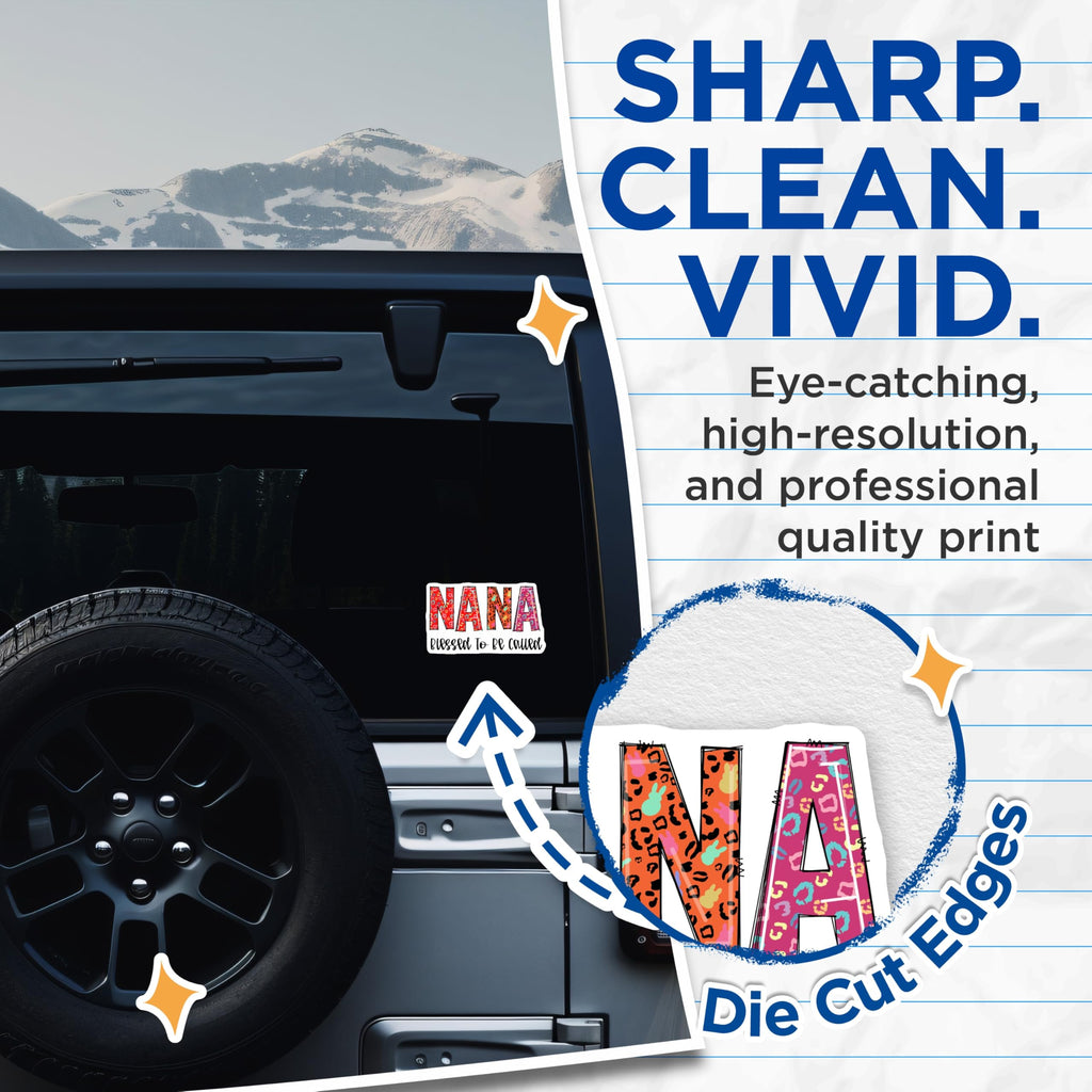 (2 Pack) Nana Stickers - Blessed to Be Called Nana - Grandmother Stickers - 5" On Longest Side - Sticks to Smooth Flat Surfaces - Made in USA - BMCS15632