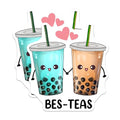 (2 Pack) BES-Teas Bubble Tea Stickers - Cute Kawaii Boba - Fun Drink' ' - 5" On Longest Side - Sticks to Smooth Flat Surfaces - Made in USA - BMCS7758