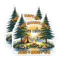 (2 Pack) The Mountains are Calling Magnets - Campfire Magnets - Outdoor Adventure Magnets - 5" On Longest Side - for Cars, Refrigerators, Toolboxes, Lockers - Made in USA BMCS3270
