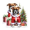 (2 Pack) Boxer Dog Christmas Magnets - Santa Puppy Decor - Holiday Refrigerator Animal - 5 Inches On Longest Side - Thick Durable Magnet - Made in USA - MAG30604