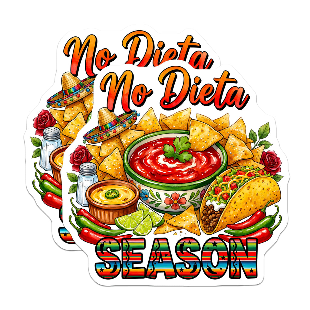 (2 Pack) No Dieta Season Magnets - Mexican Food Decor - Funny Kitchen Accessory - Taco Lover Item - 5 Inches On Longest Side - Thick Durable Magnet - Made in USA - MAG27170
