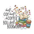 (2 Pack) Coffee Lover Stickers - Bookworm Stickers - Reading and Coffee Art - 5" On Longest Side - Sticks to Any Smooth Flat Surface - Made in USA - BMCS2877