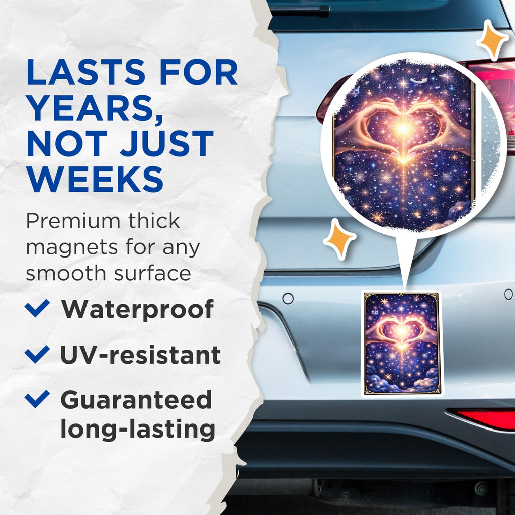 (2 Pack) Heart Hands Magnets - Celestial Stars - Cosmic Love Refrigerator Decors - 5" On Longest Side - Premium Magnet - for Cars, Refrigerators, Toolboxes, Lockers - Made in USA - MAG15958