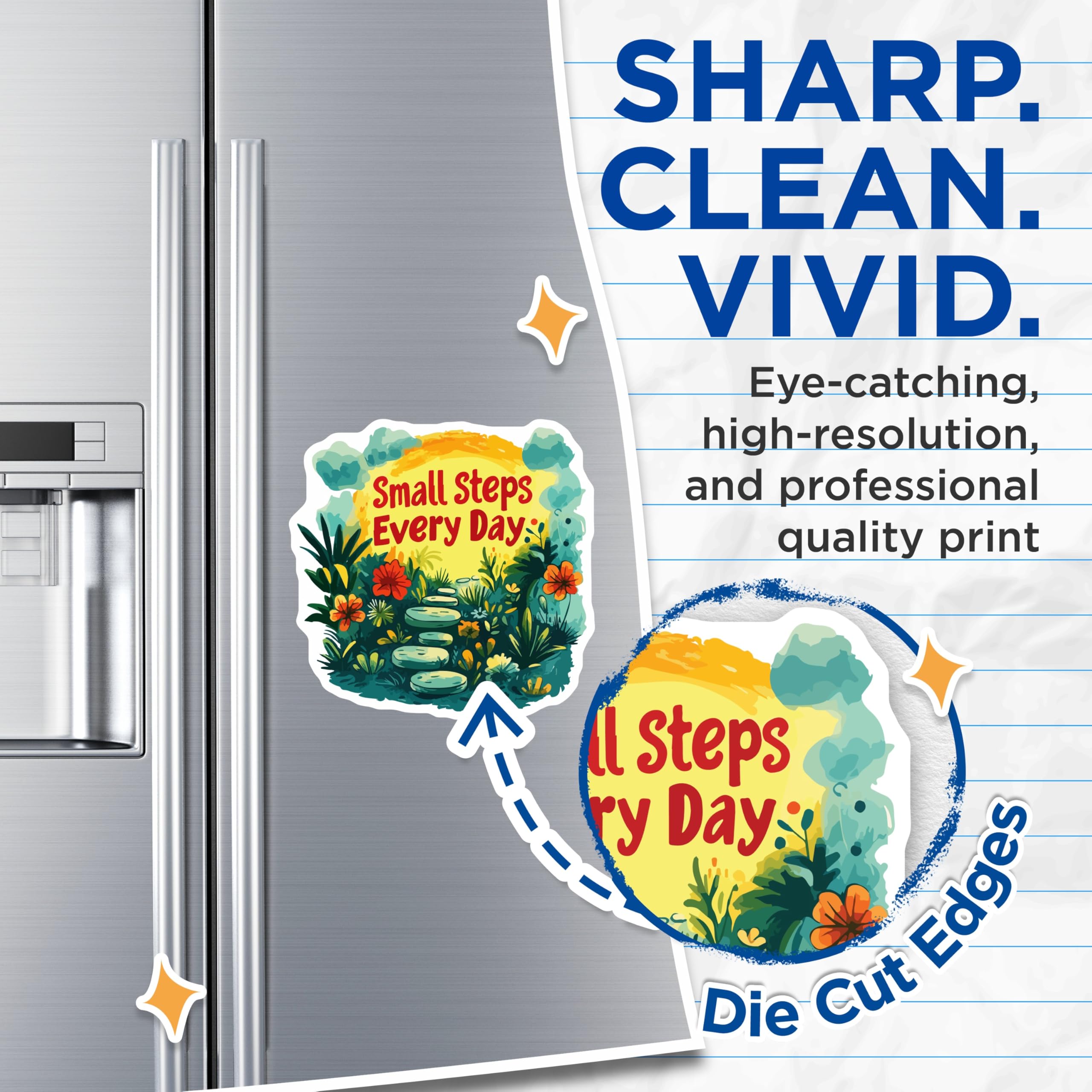(2 Pack) Small Steps Every Day Magnets - Inspirational Quote Art - Growth Mindset Decor - Daily Affirmation Reminder - 5 Inches On Longest Side - Thick Durable Magnet - Made in USA - MAG19857