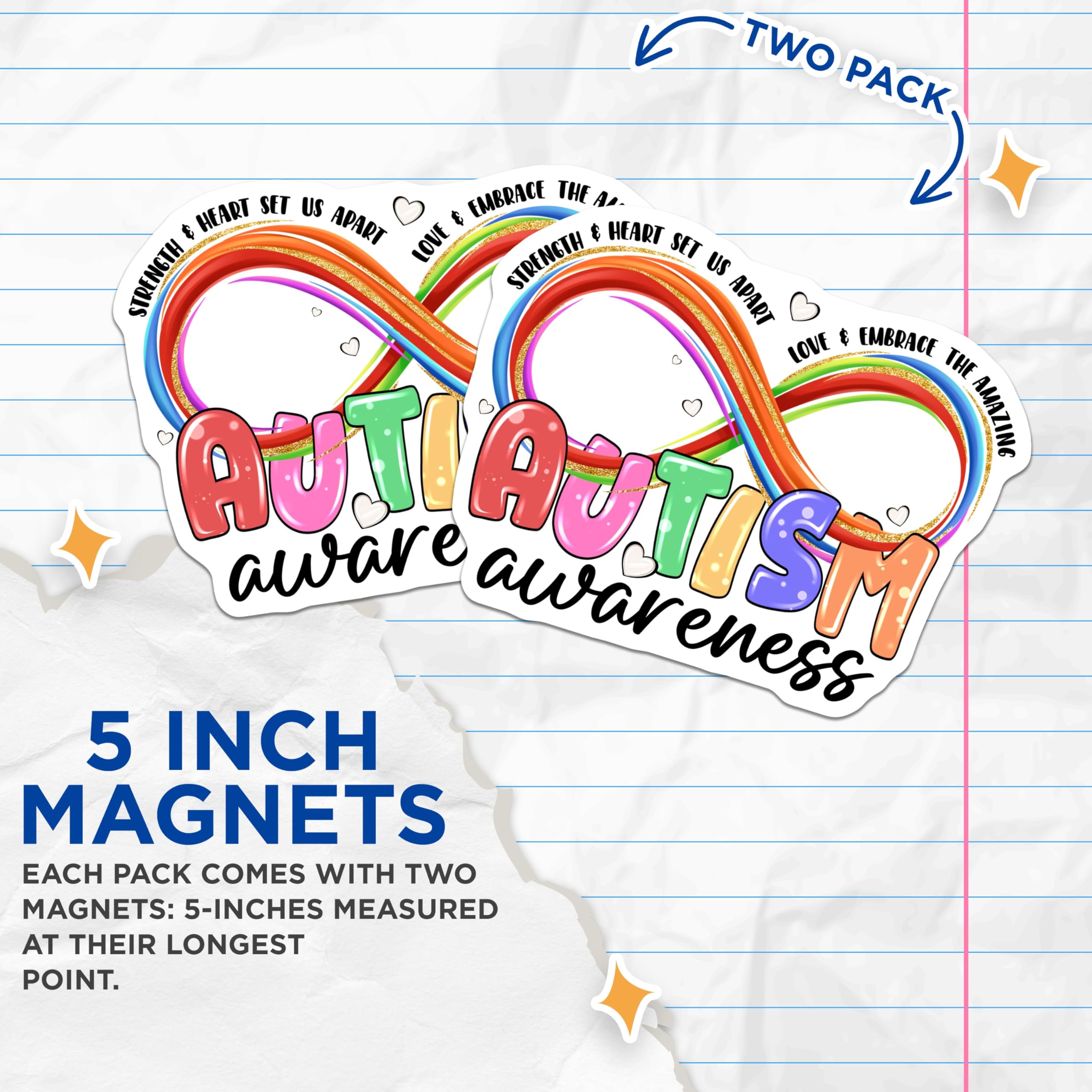 (2 Pack) Autism Awareness Magnets - Neurodiversity Support - Special Education Ally - 5 Inches On Longest Side - Thick Durable Magnet - Made in USA - MAG27309