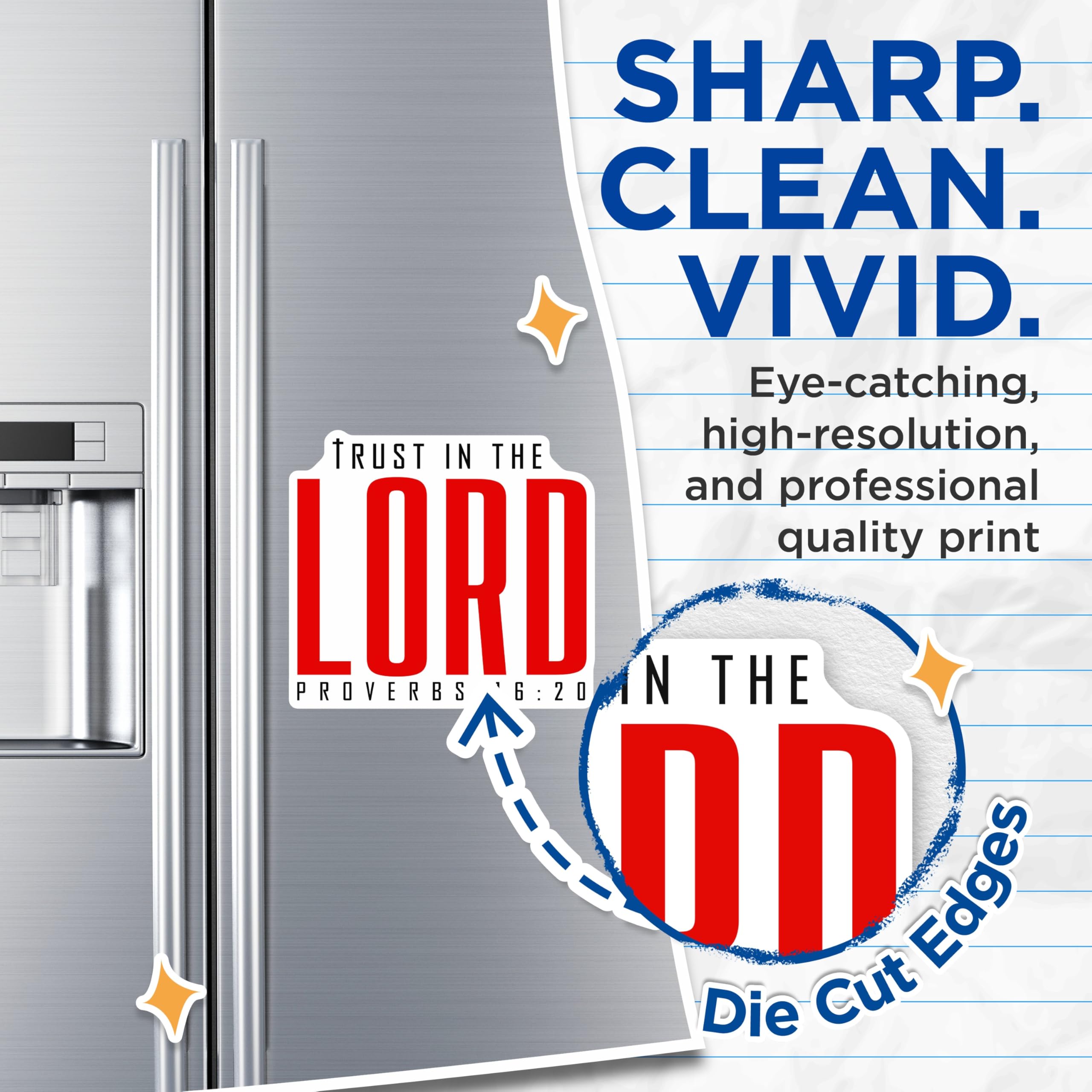 (2 Pack) Trust in The Lord Magnets - Proverbs 16:20 Scripture - Christian Faith Verse Decor - 5 Inches On Longest Side - Thick Durable Magnet - Made in USA - MAG25562