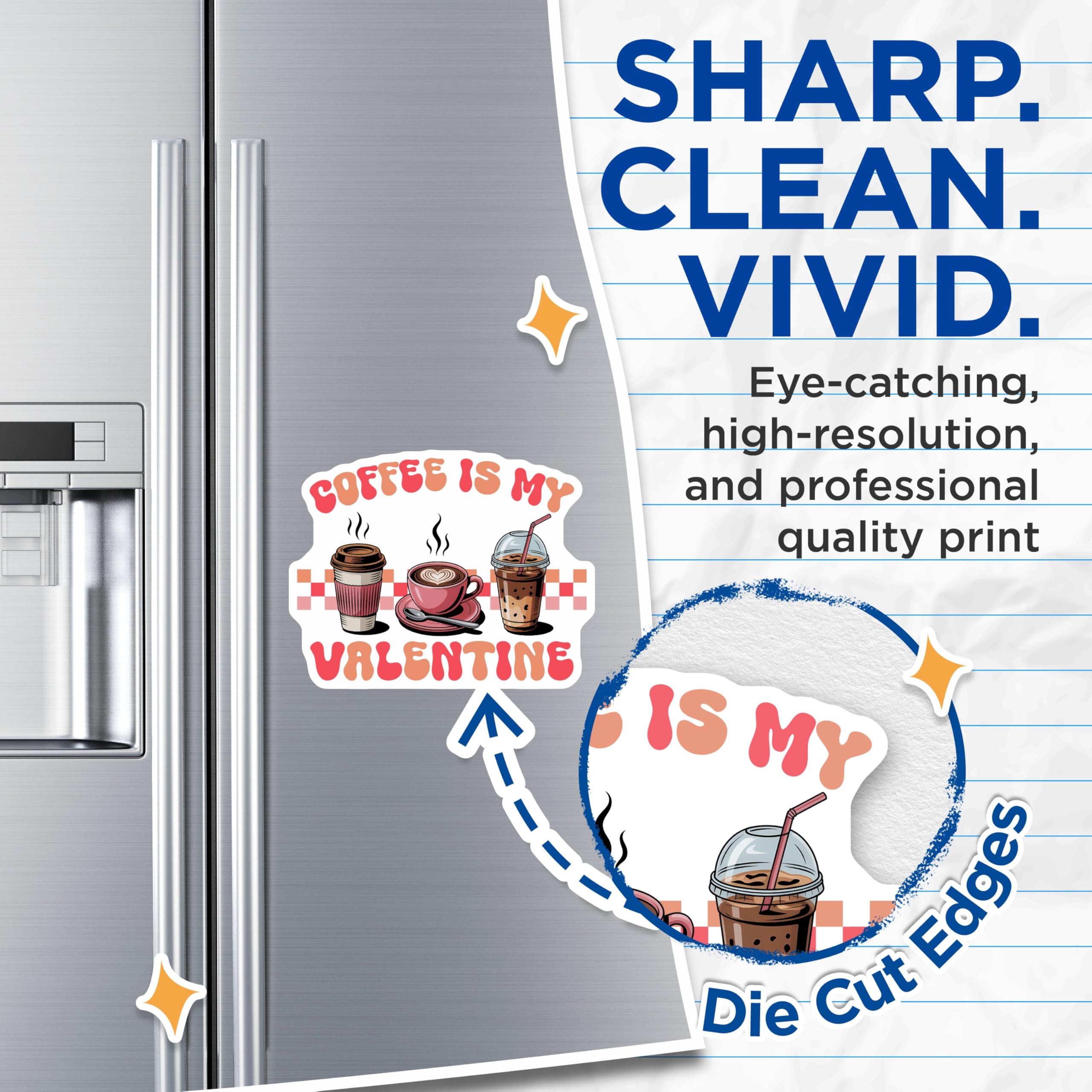 (2 Pack) Coffee is My Valentine Magnets - Coffee Lover - Valentine's Day Magnets - 5" On Longest Side - Premium Magnet - for Cars, Refrigerators, Toolboxes, Lockers - Made in USA - MAG16235