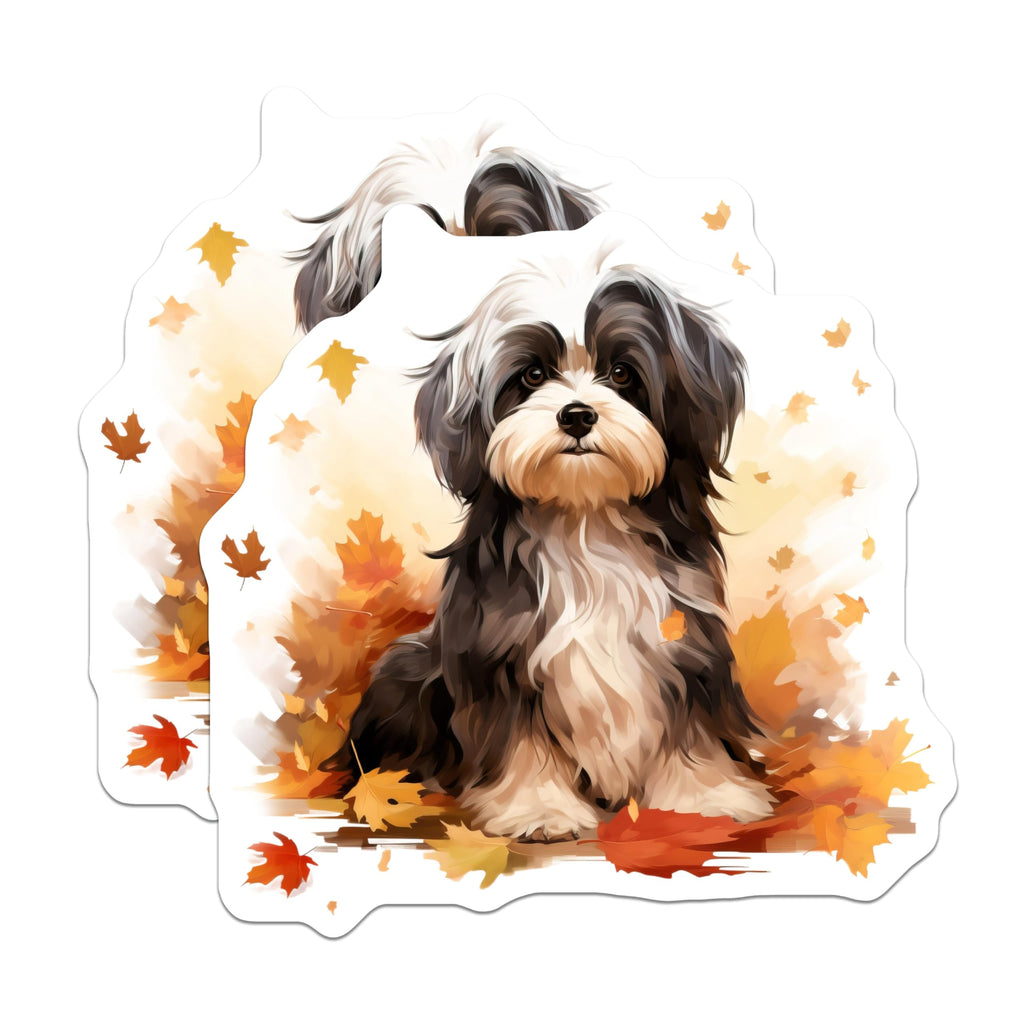 (2 Pack) Havanese Dog Magnets - Cute Pet Art - Autumn Leaf Decor - Dog Lover Fridge Decor - 5 Inches On Longest Side - Thick Durable Magnet - Made in USA - MAG28244