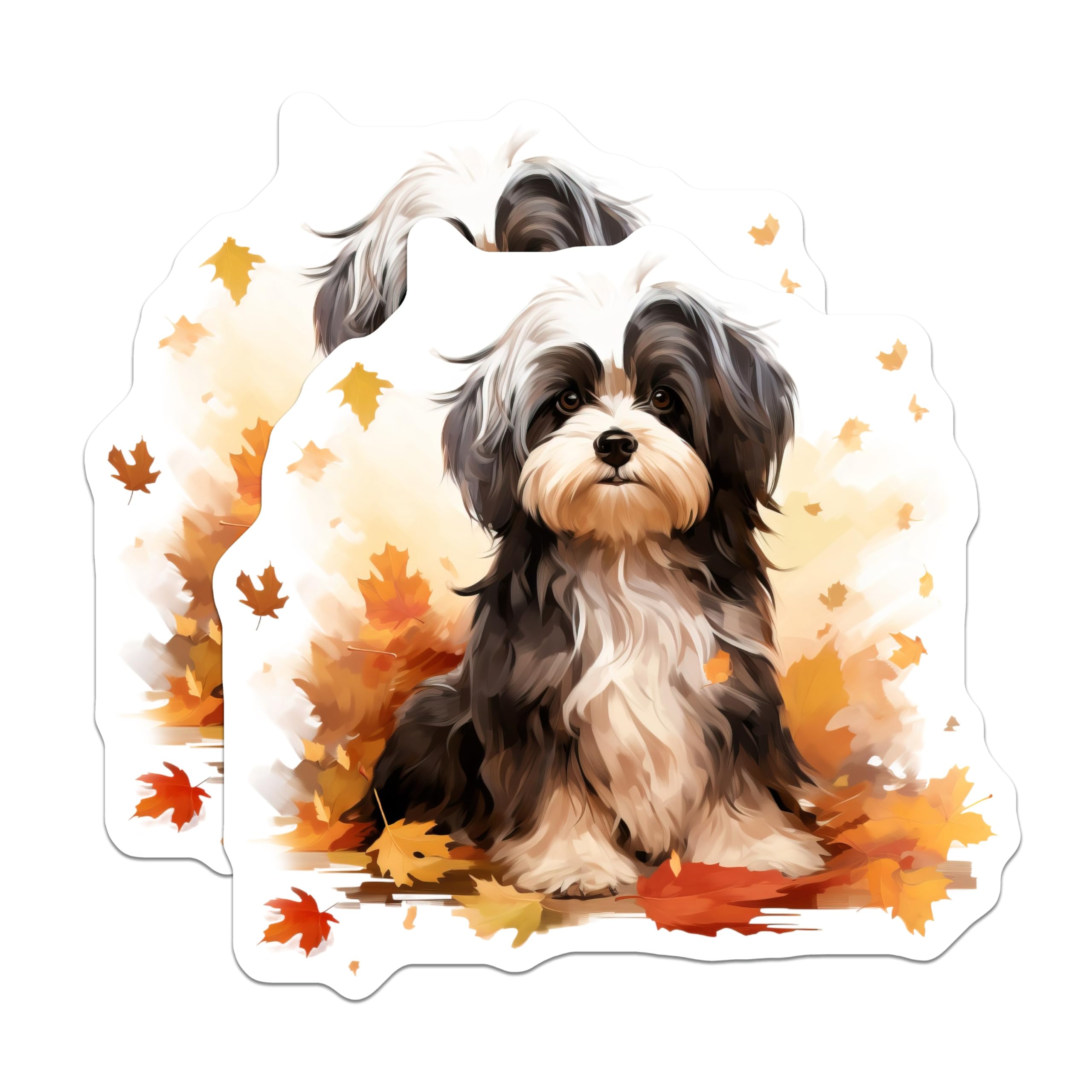 (2 Pack) Havanese Dog Magnets - Cute Pet Art - Autumn Leaf Decor - Dog Lover Fridge Decor - 5 Inches On Longest Side - Thick Durable Magnet - Made in USA - MAG28244
