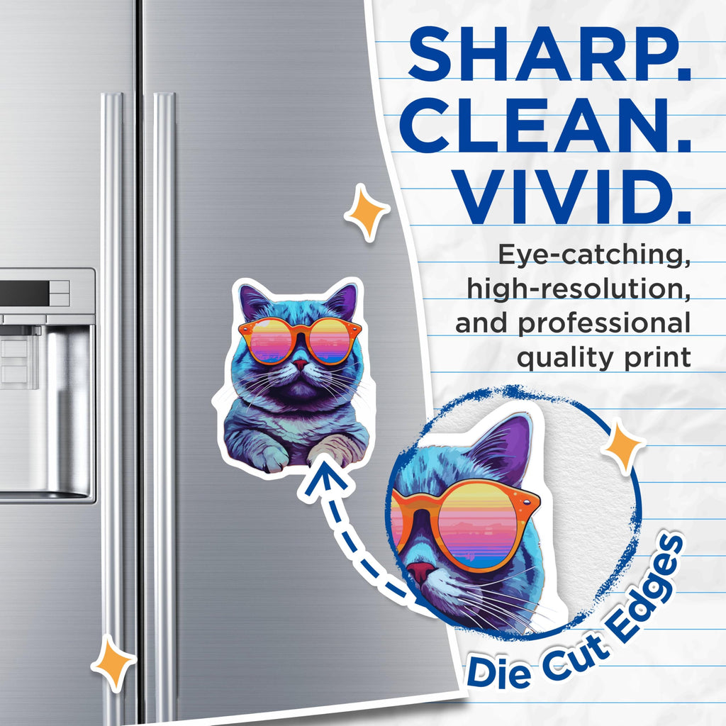(2 Pack) Cool Cat Magnets - Cat Lover Magnets - Fun Cat Magnets for Fridge Decor - 5" On Longest Side - for Cars, Refrigerators, Toolboxes, Lockers - Made in USA MAG3578