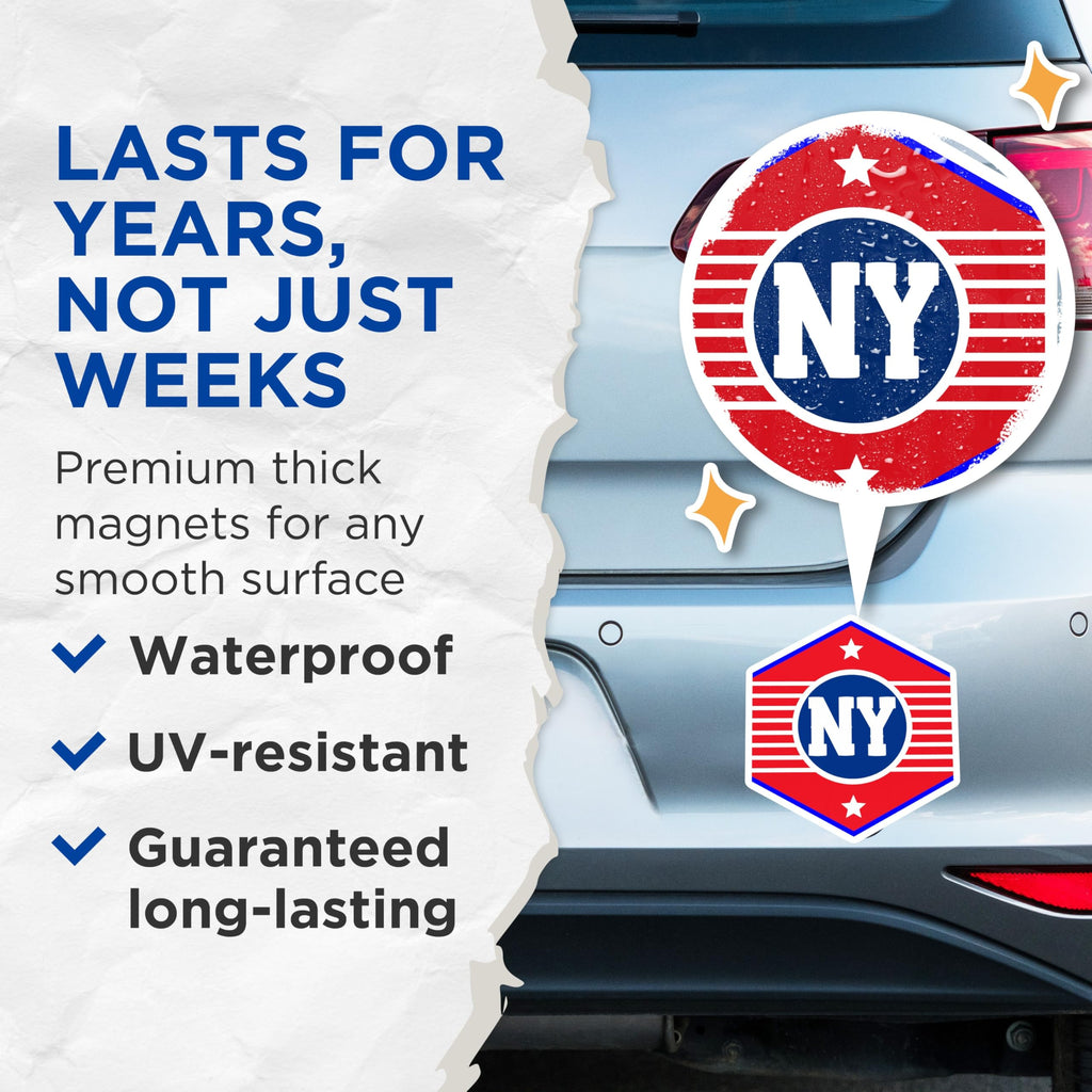 (2 Pack) NY State Magnets - New York Pride - Souvenir Refrigerator Magnets - 5" On Longest Side - Premium Magnet - for Cars, Refrigerators, Toolboxes, Lockers - Made in USA - MAG17967