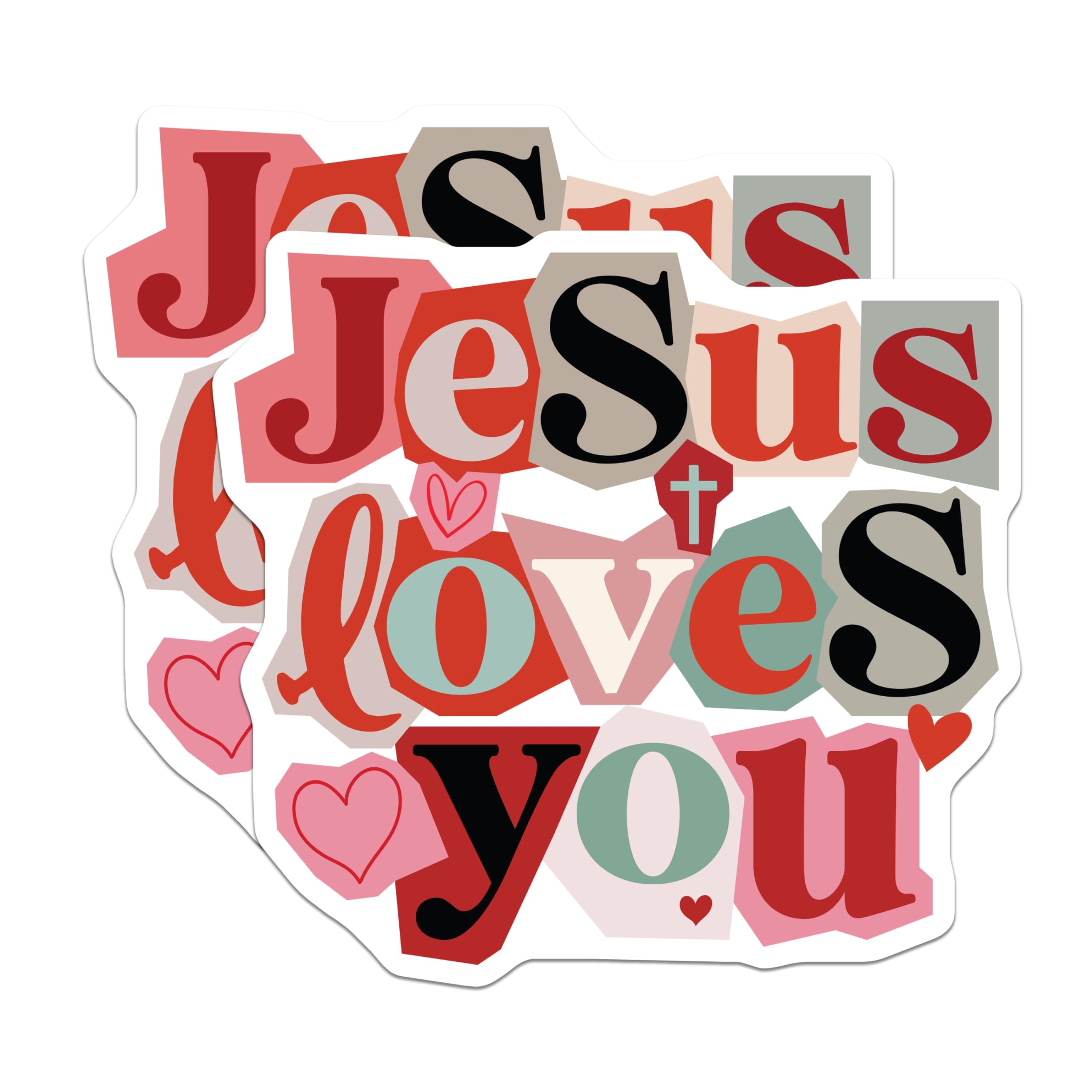 (2 Pack) Jesus Loves You Magnets - Christian Faith Inspirational Decor - Religious Refrigerator Locker Affirmation - 5 Inches On Longest Side - Thick Durable Magnet - Made in USA - MAG20022
