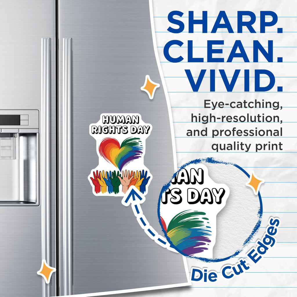 (2 Pack) Human Rights Day Magnets - Rainbow Heart - Equality Love - 5" On Longest Side - Premium Magnet - for Cars, Refrigerators, Toolboxes, Lockers - Made in USA - MAG14737