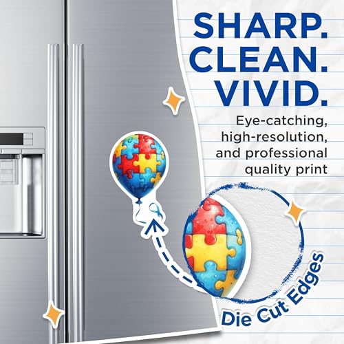(2 Pack) Jigsaw Puzzle Balloon Magnets - Autism Awareness - Fun Puzzle Piece Decoration - 5" On Longest Side - for Cars, Fridges, Toolboxes - Made in USA - MAG7049