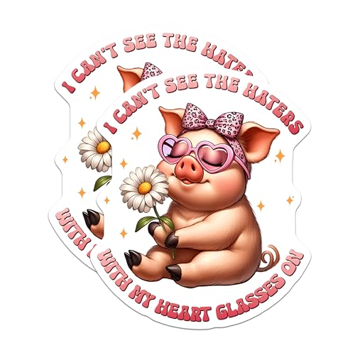 (2 Pack) Cute Pig Magnets - Heart Glasses - Fun Piggy Decor for Kids Rooms - 5" On Longest Side - for Cars, Fridges, Toolboxes - Made in USA - MAG7940