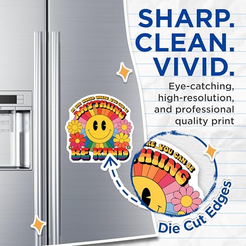 (2 Pack) Be Kind Magnets - Inspirational Quote - Floral Rainbow - 5" On Longest Side - for Cars, Fridges, Toolboxes - Made in USA - MAG3897