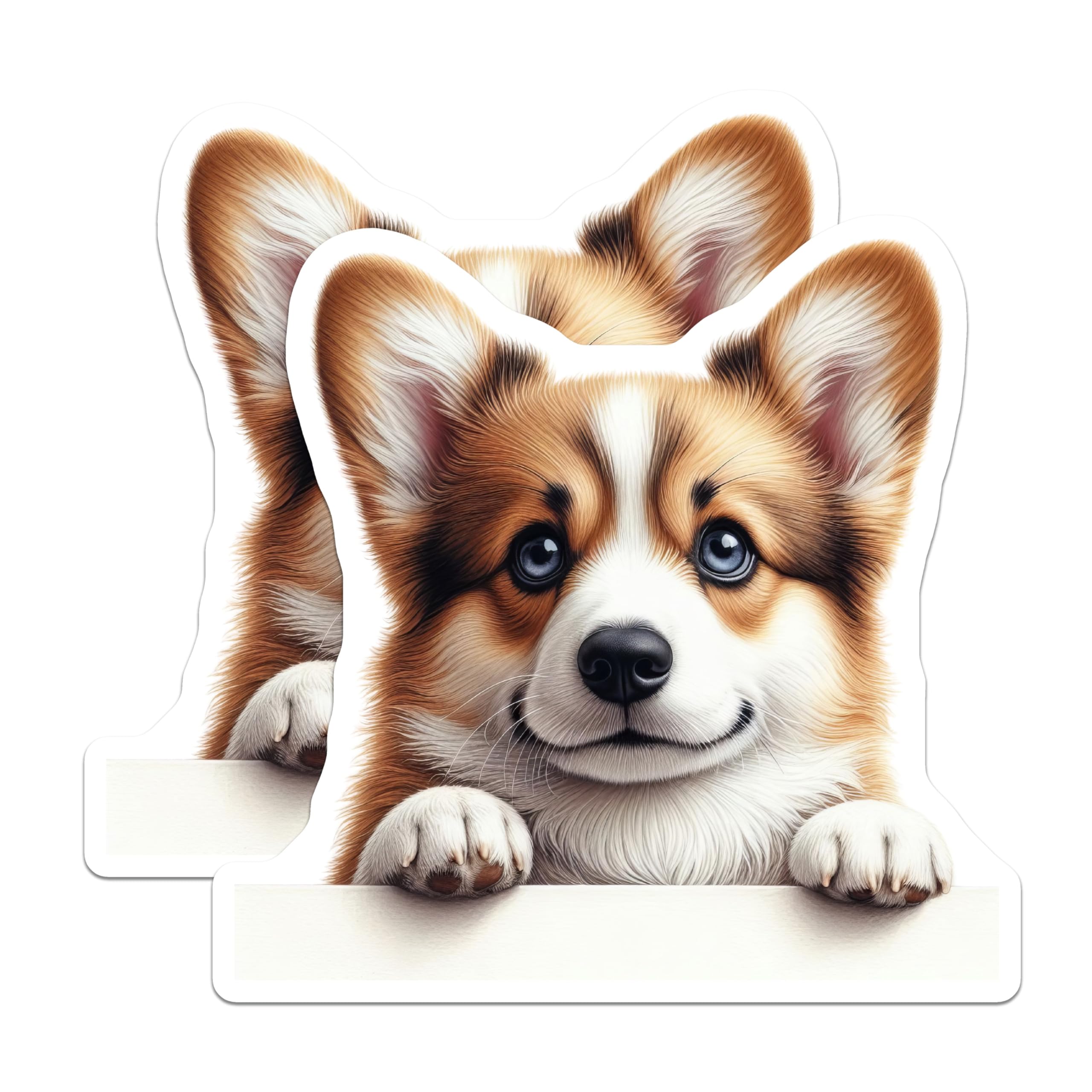(2 Pack) Corgi Dog Magnets - Adorable Puppy Decoration - Pet Lover Fridge Decals - 5" On Longest Side - Premium Magnet - for Cars, Refrigerators, Toolboxes, Lockers - Made in USA - MAG15135