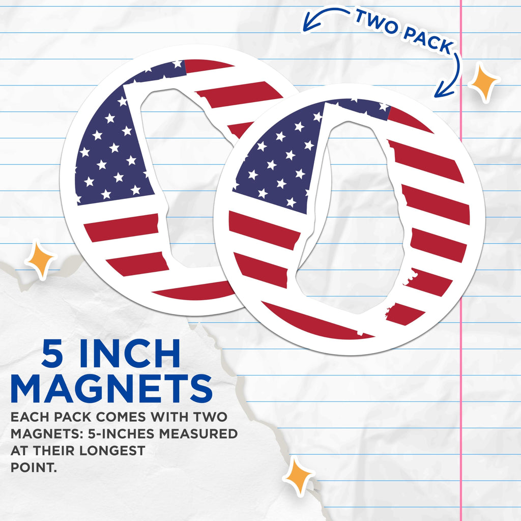 (2 Pack) Georgia State Magnets - American Flag Design - Patriotic US Outline - Southern State Pride Decor - 5 Inches On Longest Side - Thick Durable Magnet - Made in USA - MAG19049