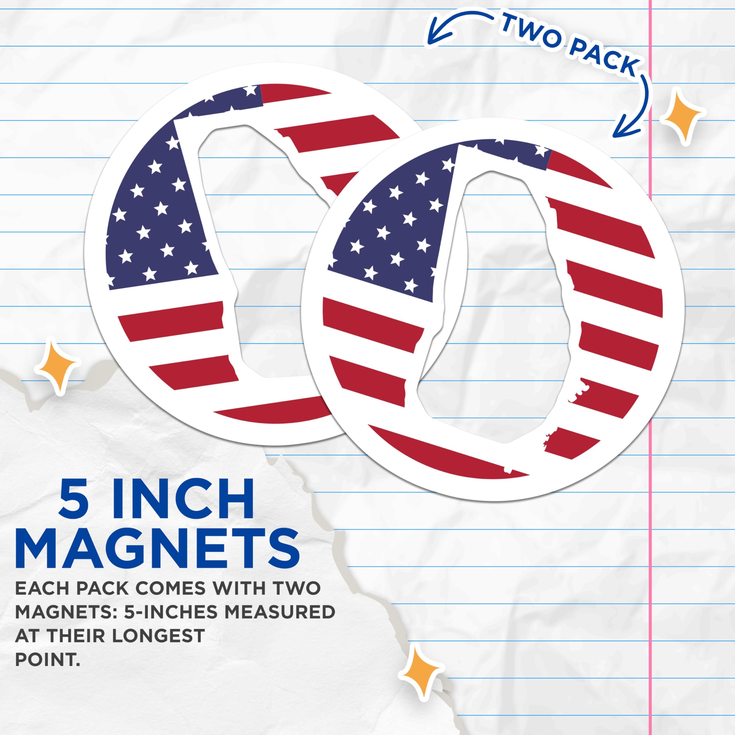 (2 Pack) Georgia State Magnets - American Flag Design - Patriotic US Outline - Southern State Pride Decor - 5 Inches On Longest Side - Thick Durable Magnet - Made in USA - MAG19049