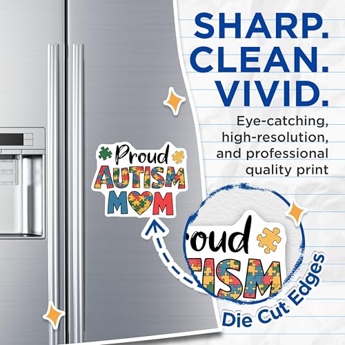 (2 Pack) Mother Awareness Decor Magnet - Puzzle Piece Heart Stickers - 5" On Longest Side - Sticks to Smooth Flat Surfaces - Made in USA - MAG10060