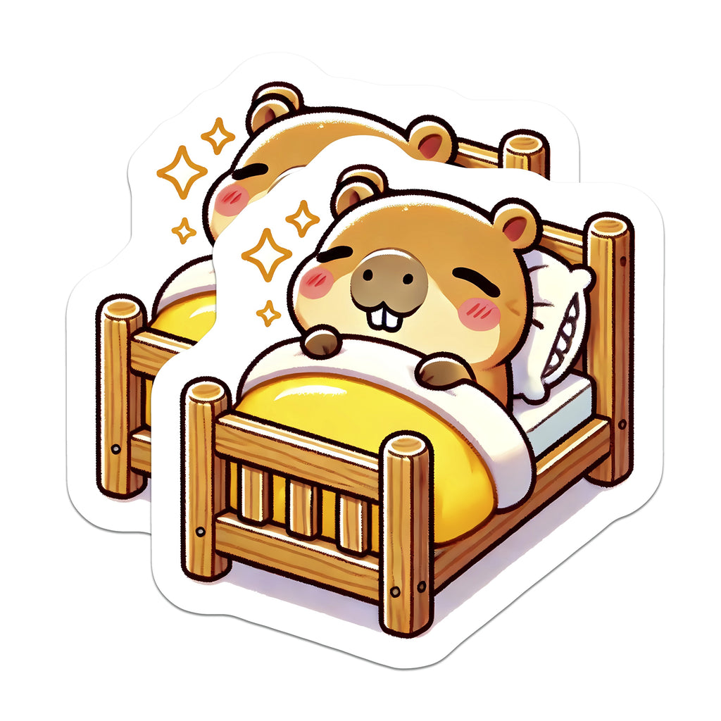 (2 Pack) Sleepy Capybara Magnets - Cute Animal Refrigerator - Cozy Desk Decor for Home Office - 5 Inches On Longest Side - Thick Durable Magnet - Made in USA - MAG39801
