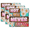 (3 Pack) Hot Mess Never Stress Decals - Daisy Flowers Stickers - Laptop Decal - 3 Inches On Longest Side - Easy Peel & Apply - Made in USA - 3MCS7231