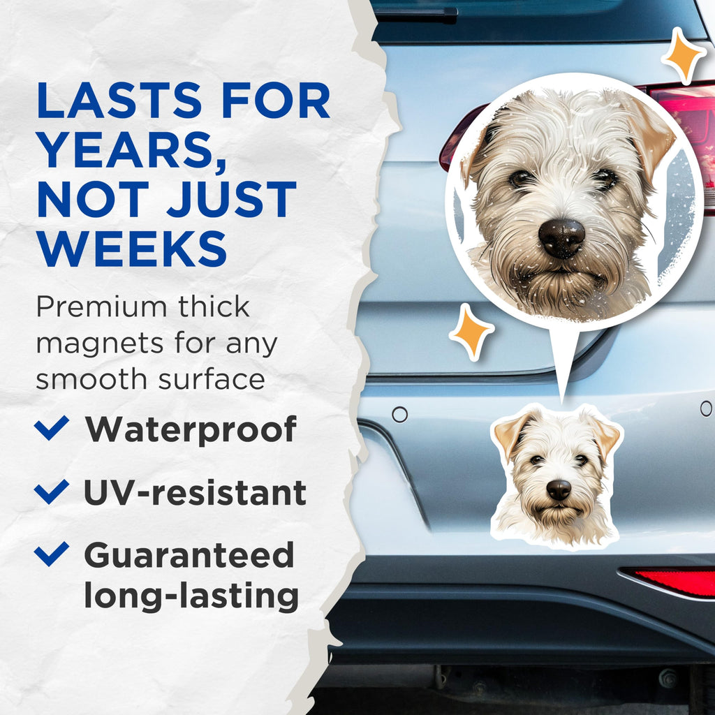 (2 Pack) Dog Lover Magnets - Terrier Dog Face - Pet Owner Present - Car Magnet Refrigerator Decor - Cute Animal Art - 5 Inches On Longest Side - Thick Durable Magnet - Made in USA - MAG27899