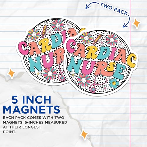 (2 Pack) Cardiac Nurse Magnets Magnets - Nurse Appreciation - Fun Nursing Magnet Set - 5" On Longest Side - Made in USA - Sticks to Refrigerators & Metal Surfaces - MAG9142