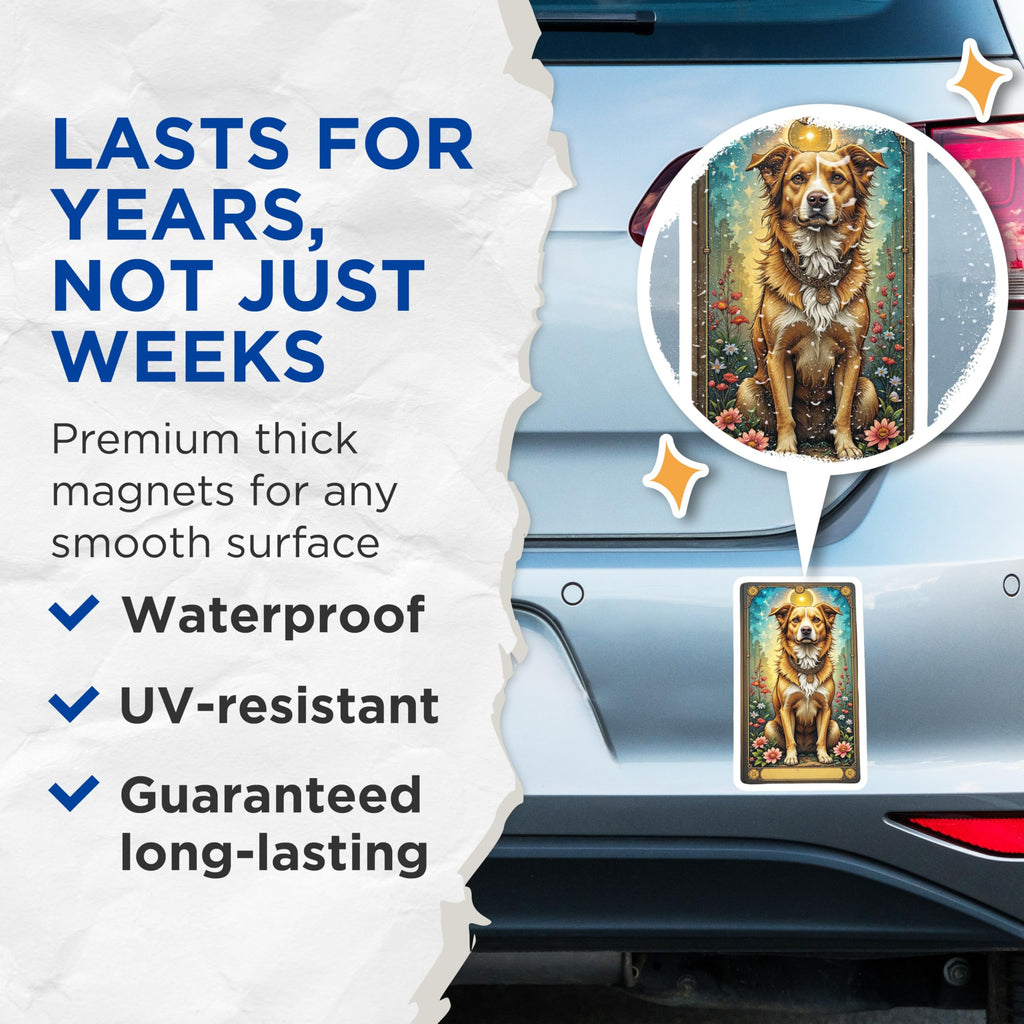(2 Pack) Golden Retriever Tarot Magnets - Celestial Dog Art - Mystical Animal Fridge Decor - 5 Inches On Longest Side - Thick Durable Magnet - Made in USA - MAG22299