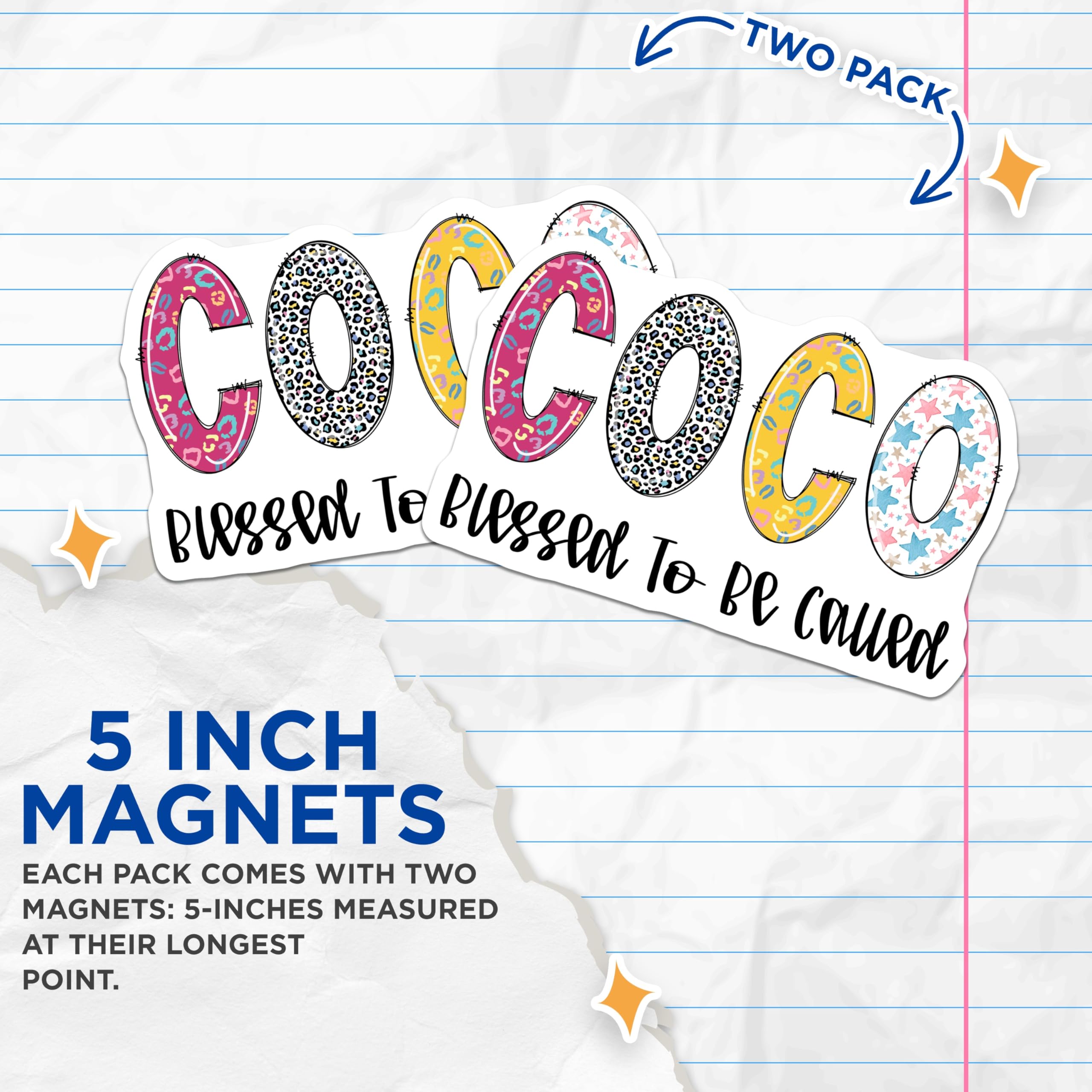 (2 Pack) Coco Magnets - Blessed to Be Called - Leopard Stars Animals - 5" On Longest Side - Premium Magnet - for Cars, Refrigerators, Toolboxes, Lockers - Made in USA - MAG14260