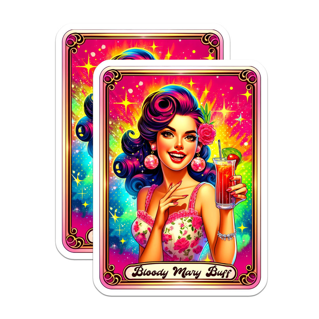 (2 Pack) Bloody Mary Buff Magnets - Vibrant Pop Art Cocktail Lover - Retro Kitchen Bar Refrigerator Locker Decor - 5 Inches On Longest Side - Thick Durable Magnet - Made in USA - MAG22656