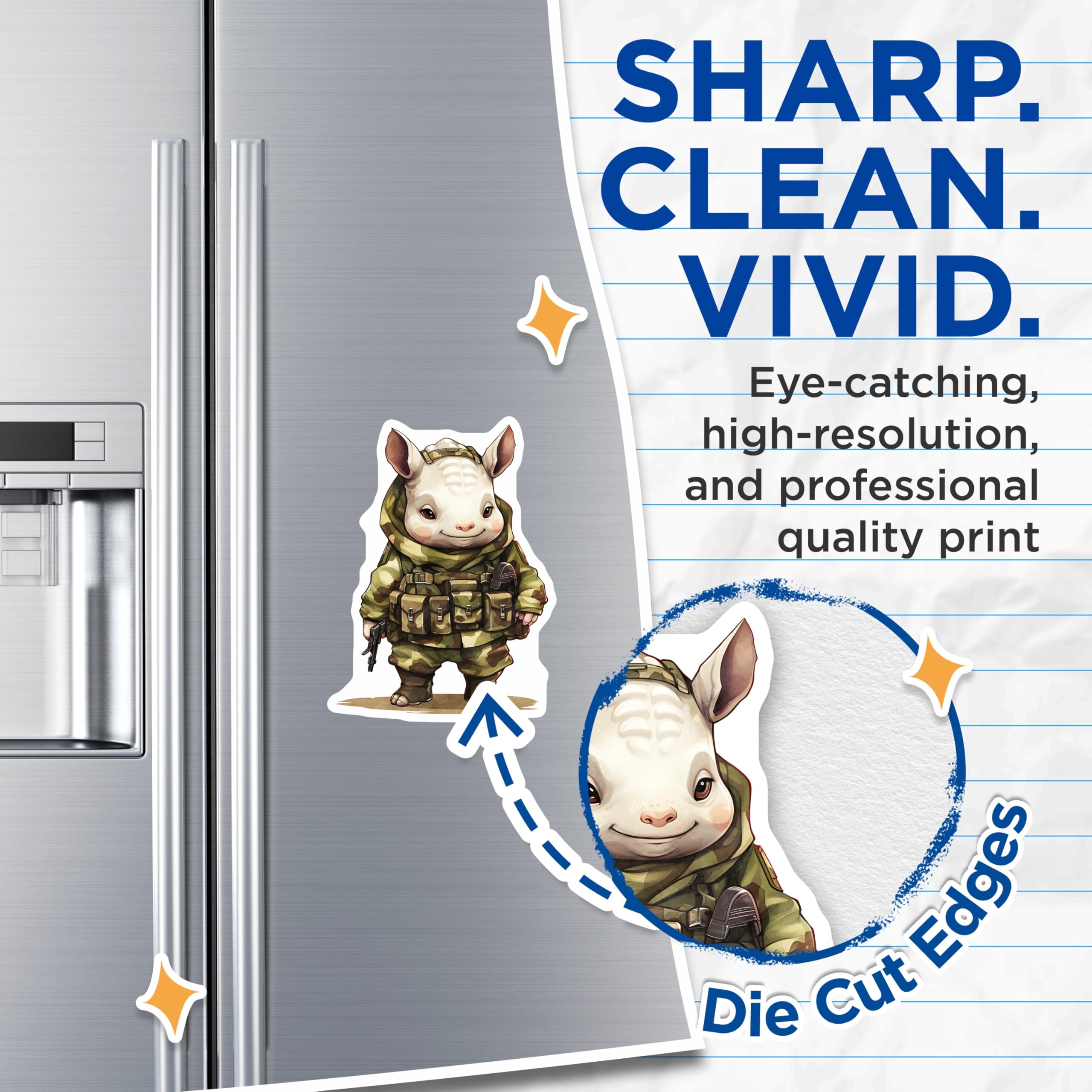 (2 Pack) Soldier Rodent Magnets - Cute Animal Warrior - Fridge Art Decor - 5" On Longest Side - Premium Magnet - for Cars, Refrigerators, Toolboxes, Lockers - Made in USA - MAG16658