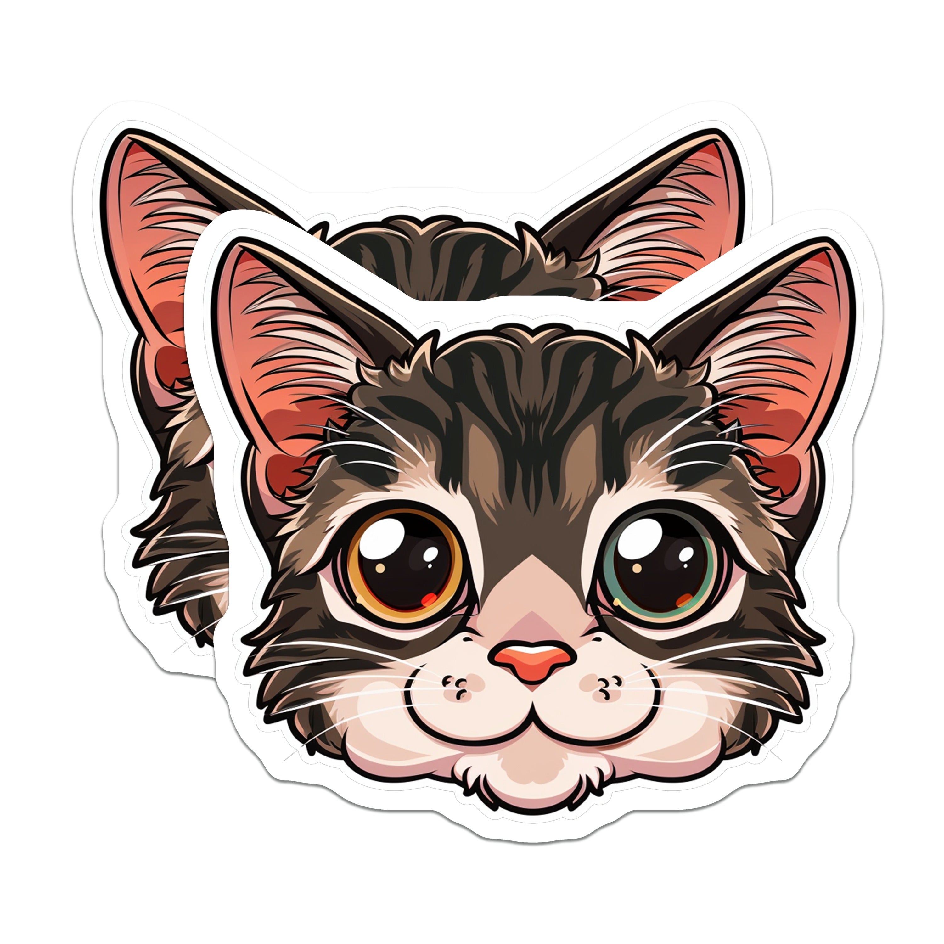 (2 Pack) Cute Cat Head Magnets - Kawaii Animal Fridge Decor - Pet Lover Locker Magnets - 5 Inches On Longest Side - Thick Durable Magnet - Made in USA - MAG37034