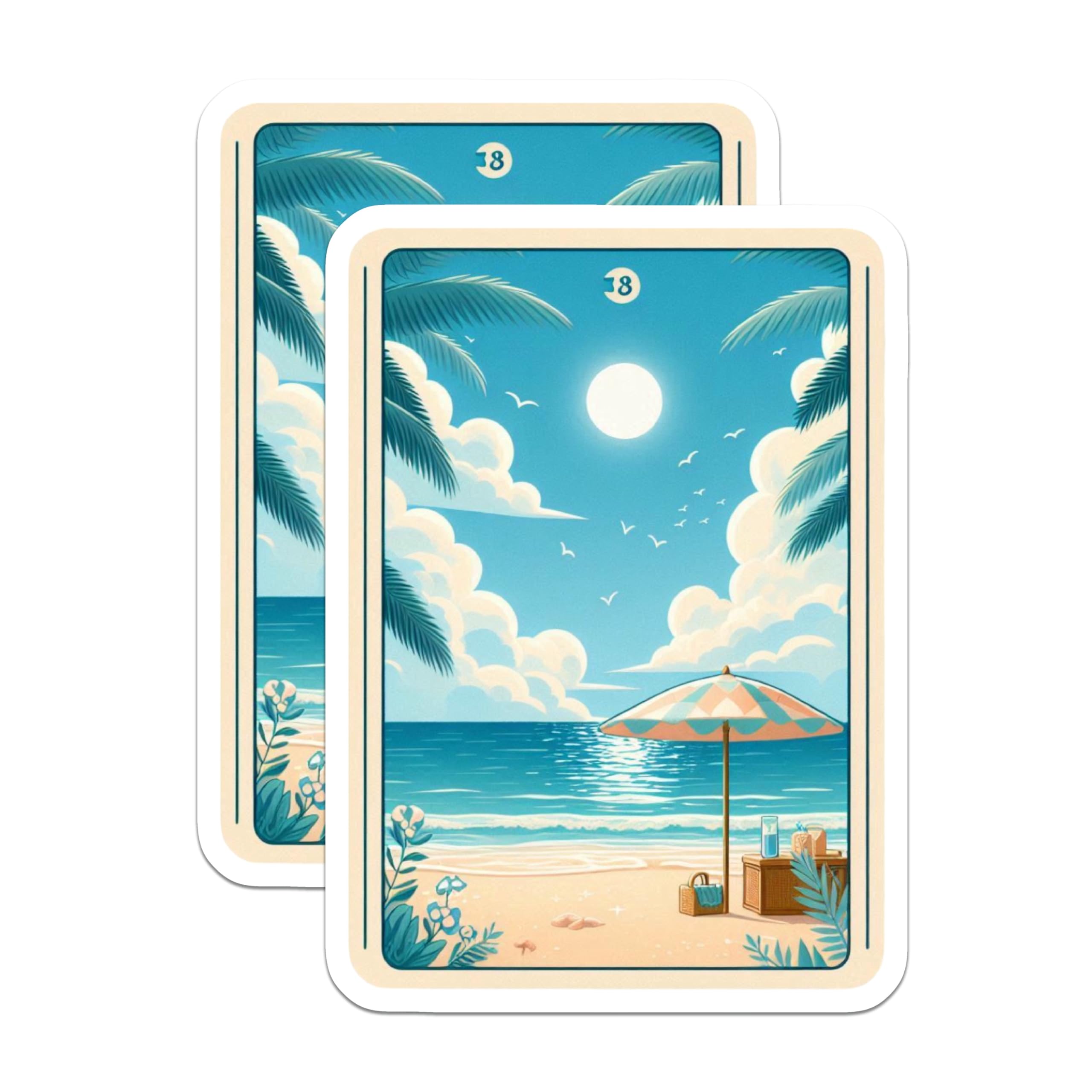 (2 Pack) Beach Scene Magnets - Tropical Ocean Artwork - Coastal Home Decor Fridge Magnets - 5" On Longest Side - Premium Magnet - for Cars, Refrigerators, Toolboxes, Lockers - Made in USA - MAG15823