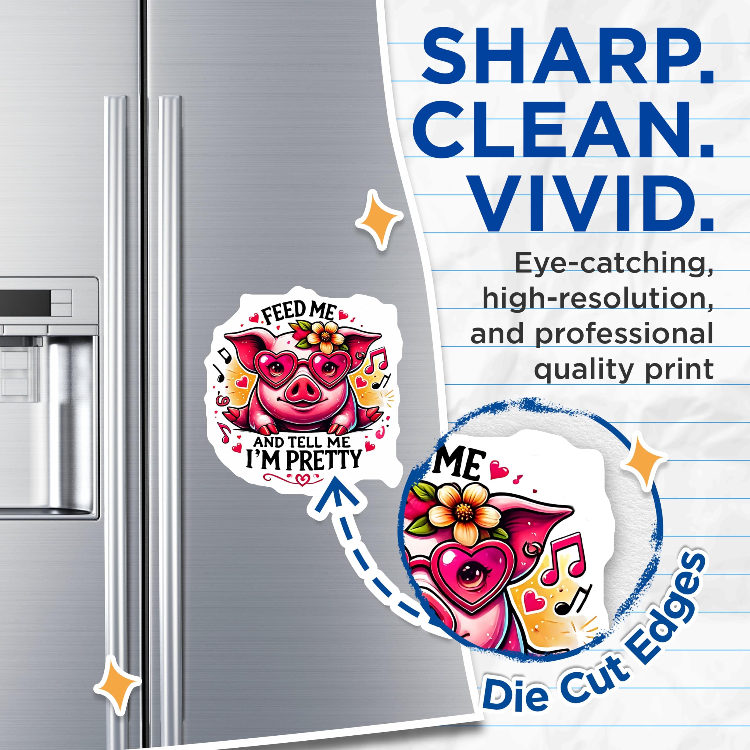 (2 Pack) Pig Magnets - Funny Animal Refrigerator Magnets - Cute Kitchen Decor - 5" On Longest Side - Premium Magnet - for Cars, Refrigerators, Toolboxes, Lockers - Made in USA - MAG15900