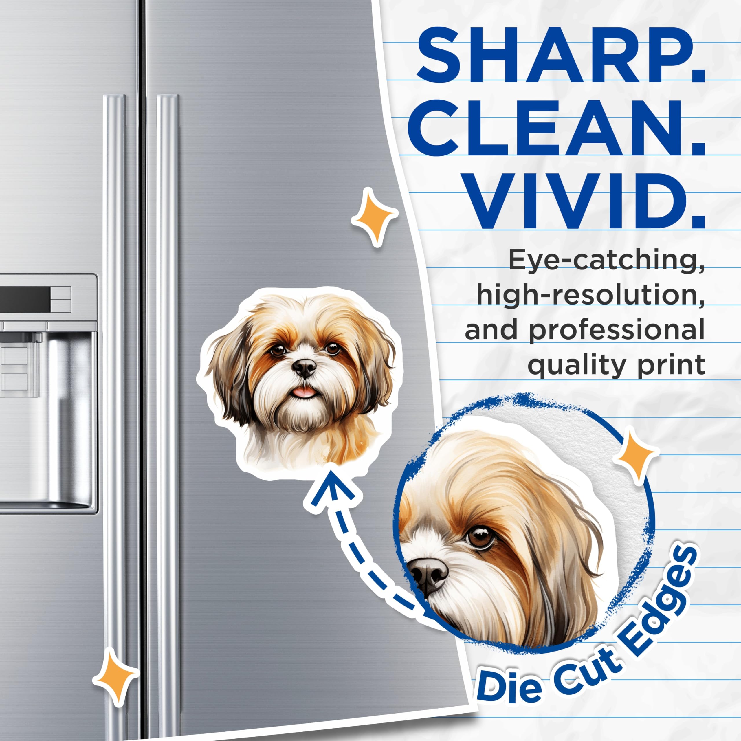 (2 Pack) Shih Tzu Dog Magnets - Cute Pet Lover - Animal Fridge Decor - 5 Inches On Longest Side - Thick Durable Magnet - Made in USA - MAG23899