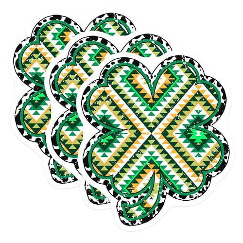 (3 Pack) Shamrock Decals - St Patricks Day - Clover Decals - 3 Inches On Longest Side - Easy Peel & Apply - Made in USA - 3MCS8613