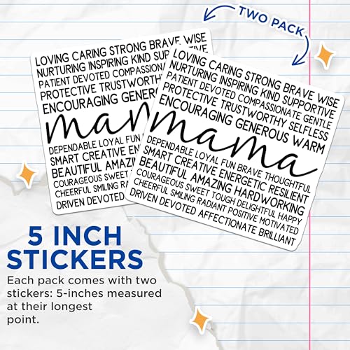 (2 Pack) Mama Stickers - Inspirational Mom Quotes Stickers - Encouraging Mother Appreciation Stickers - 5" On Longest Side - Sticks to Smooth Flat Surfaces - Made in USA - BMCS4680