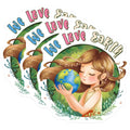 (3 Pack) Earth Day Decals - Girl Holding Earth - We Love Earth Stickers - 3 Inches On Longest Side - Easy Peel & Apply - Made in USA - 3MCS6447