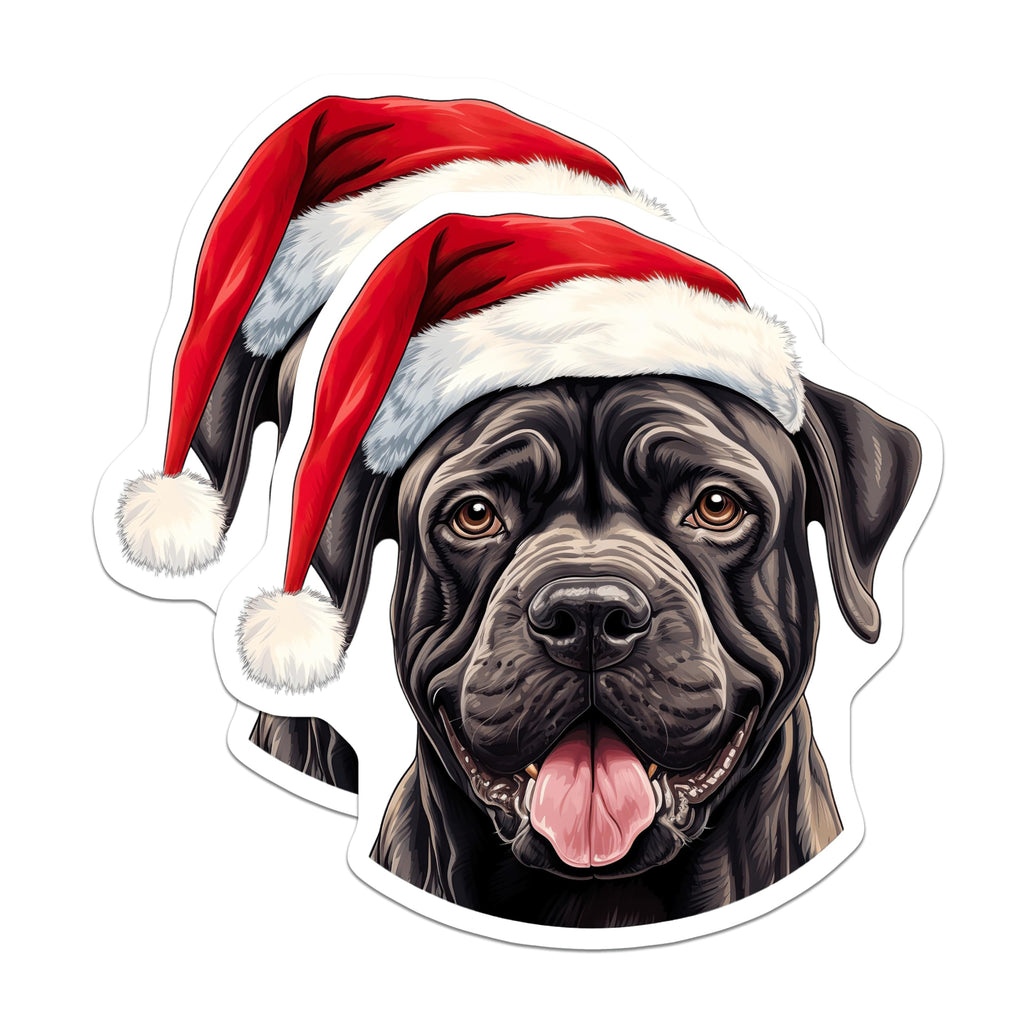 (2 Pack) Cane Corso Christmas Magnets - Santa Hat Dog - Pet Lover Holiday Decor - 5 Inches On Longest Side - Thick Durable Magnet - Made in USA - MAG28037