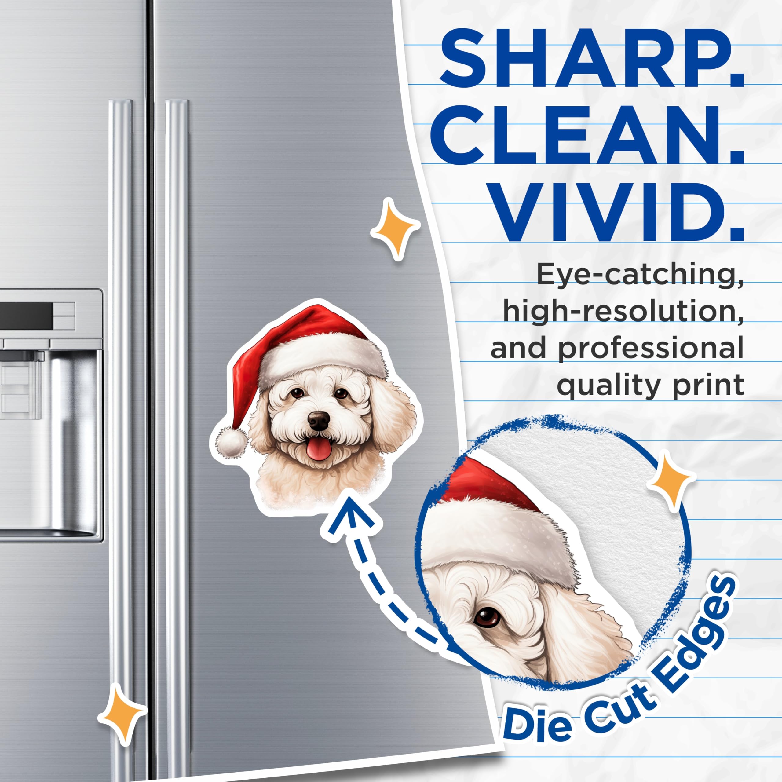 (2 Pack) Santa Dog Magnets - Festive Puppy Christmas Decorations - Pet Lover Refrigerator Accessories - 5 Inches On Longest Side - Thick Durable Magnet - Made in USA - MAG30558