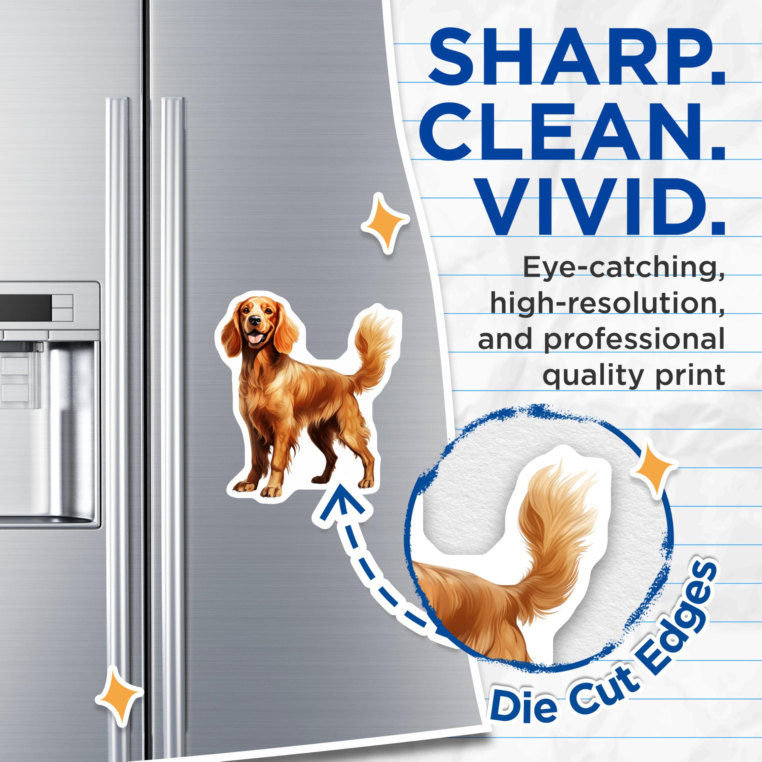 (2 Pack) Golden Retriever Magnets - Happy Dog Smiling - Pet Lover Decor for Fridge and Locker - 5 Inches On Longest Side - Thick Durable Magnet - Made in USA - MAG30077