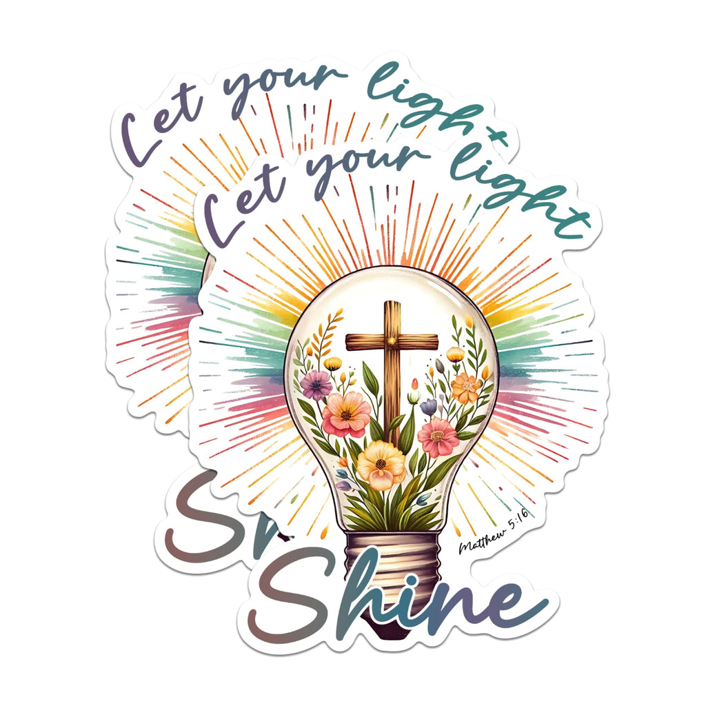 (2 Pack) Let Your Light Shine Magnets - Inspirational Matthew 516 Magnets - Faith Encouraging Fridge Magnets- 5" On Longest Side - for Fridges, Toolboxes, Cars - Made in USA - MAG2830