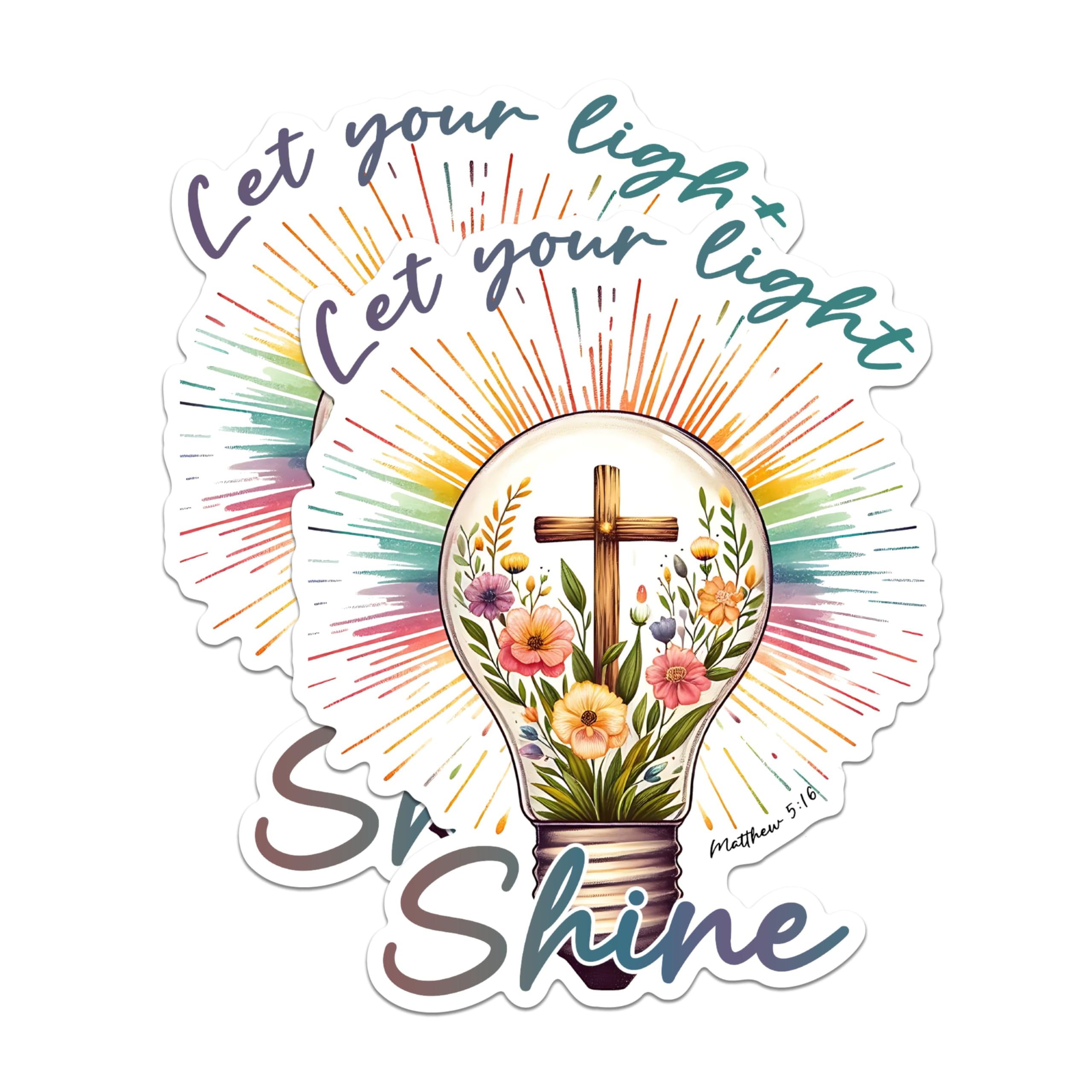(2 Pack) Let Your Light Shine Magnets - Inspirational Matthew 516 Magnets - Faith Encouraging Fridge Magnets- 5" On Longest Side - for Fridges, Toolboxes, Cars - Made in USA - MAG2830